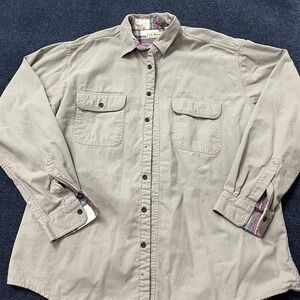 L.L. Bean Jacket Mens XL Tall Beige Flannel Lined Shirt Shacket Cotton